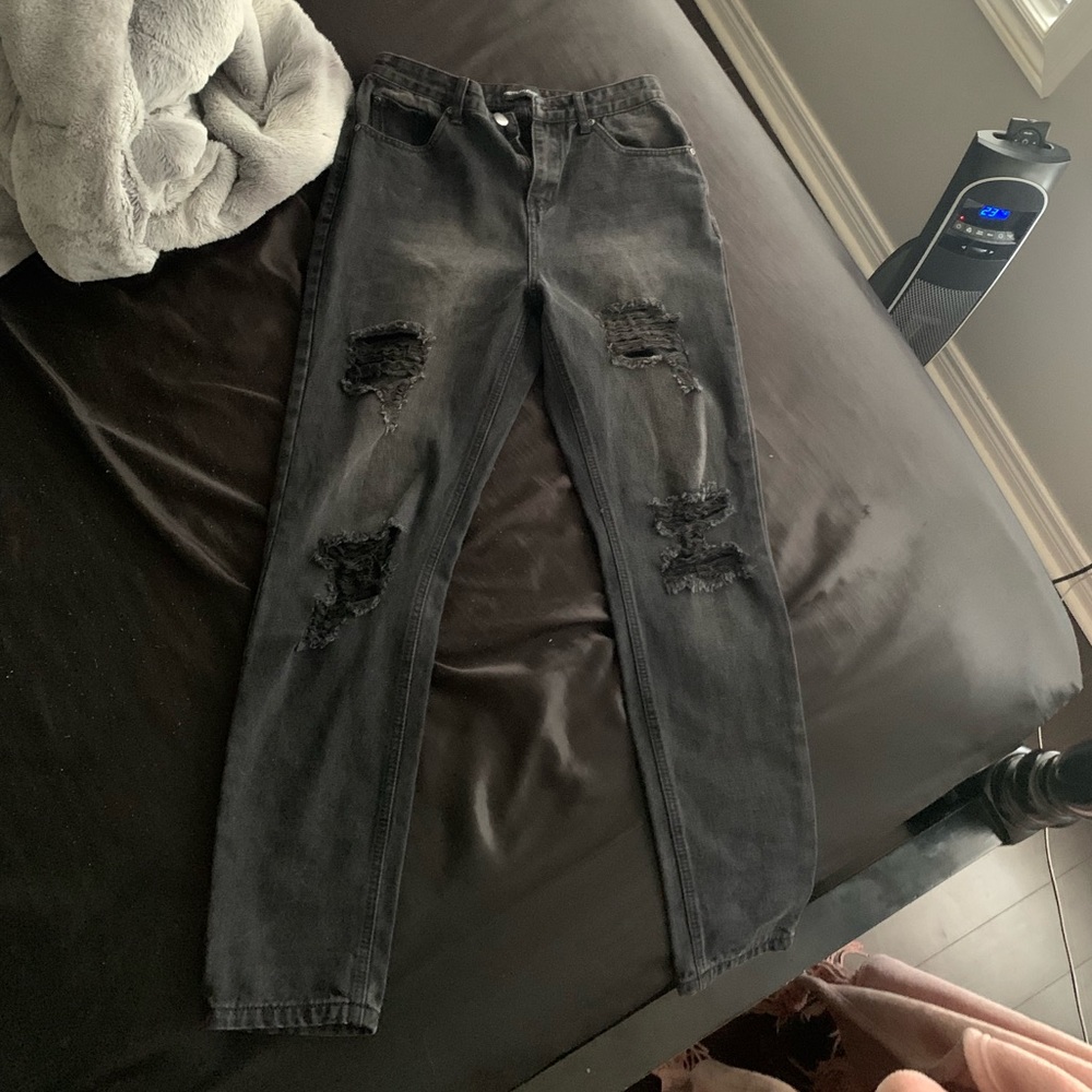 Distressed mom jeans